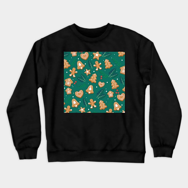 Gingerbread, Holly Leaves, Pine Crewneck Sweatshirt by xcsdesign